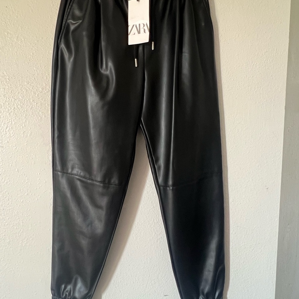 Zara Black Leather-Style Pants